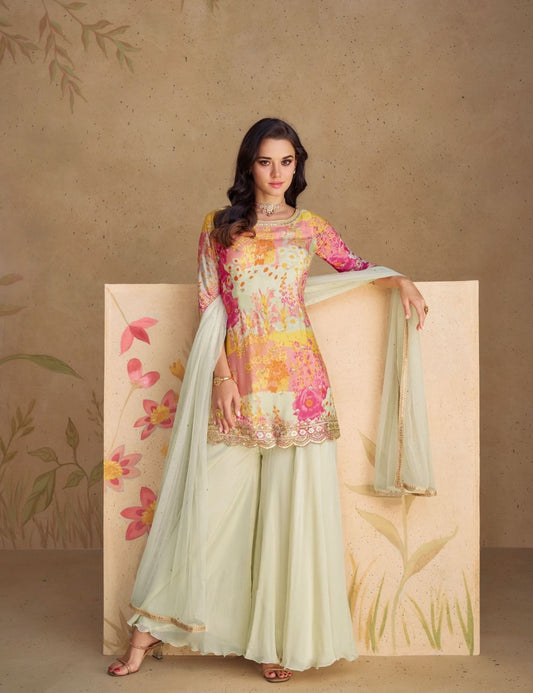 Premium White Chinon Silk Salwar (3-piece)